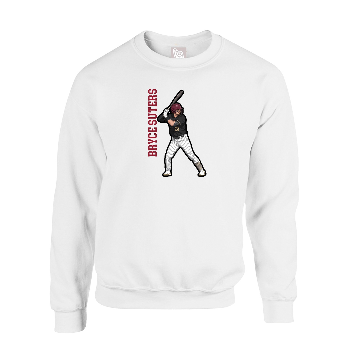 Fleece Crew — Name Vertical in White