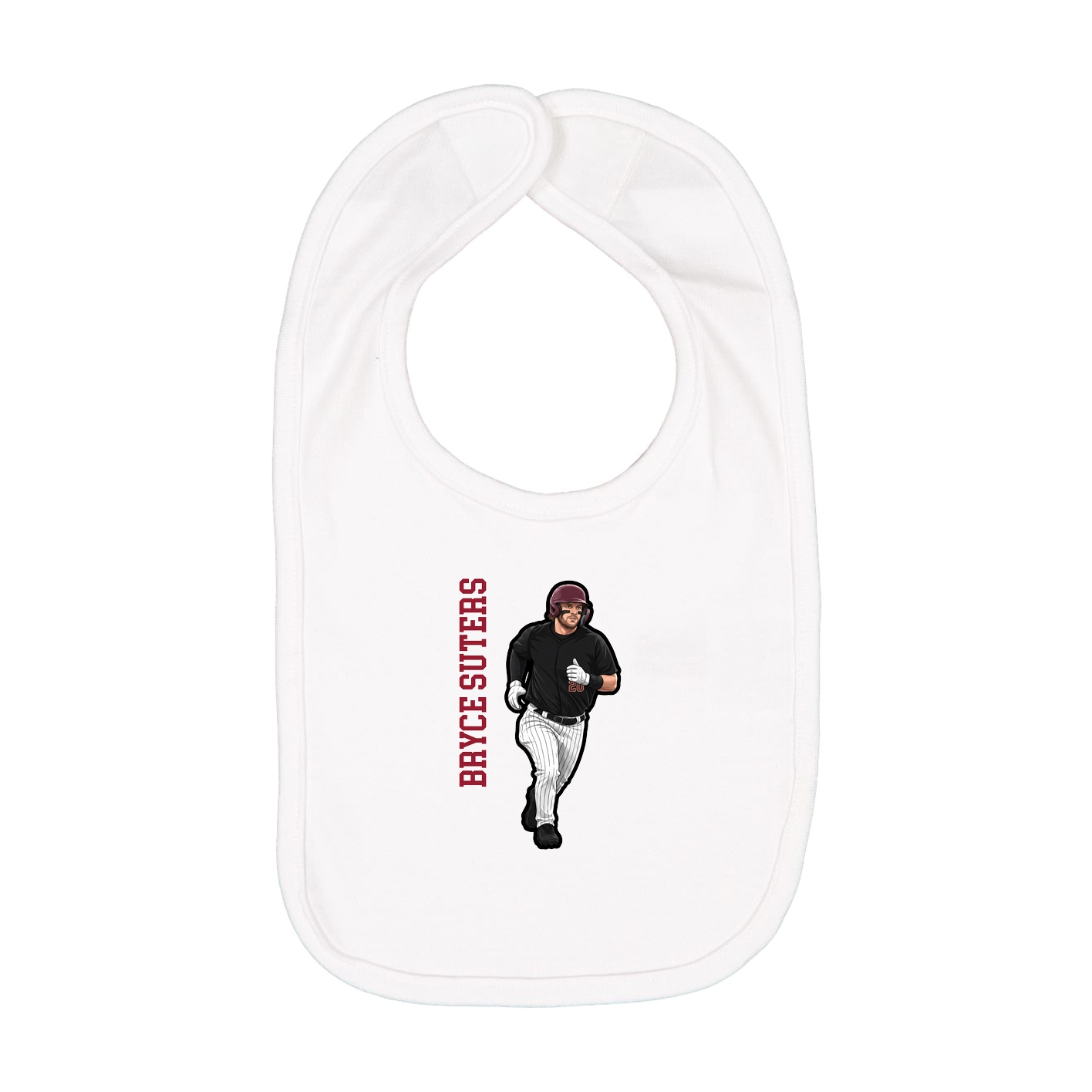 Infant Bib — Name Vertical in White