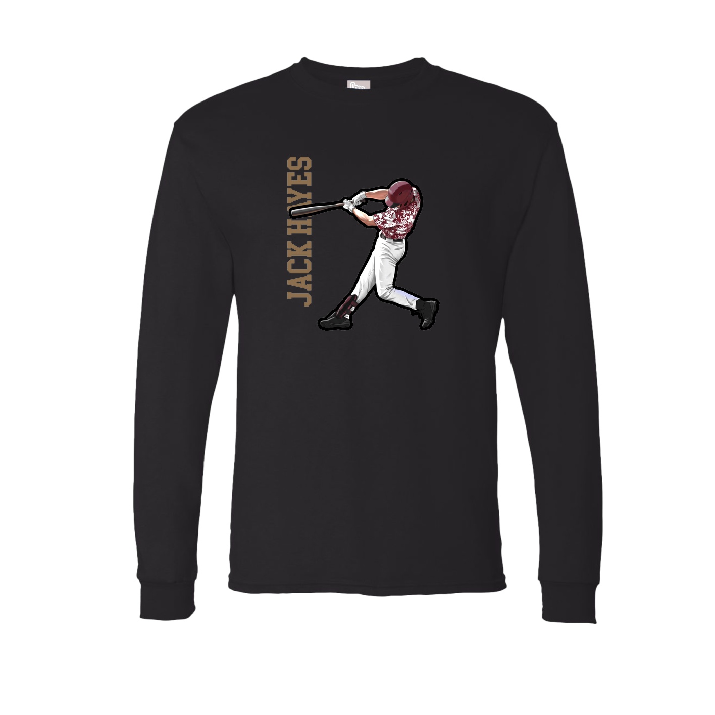 Long Sleeve Tee — Name Vertical in Black