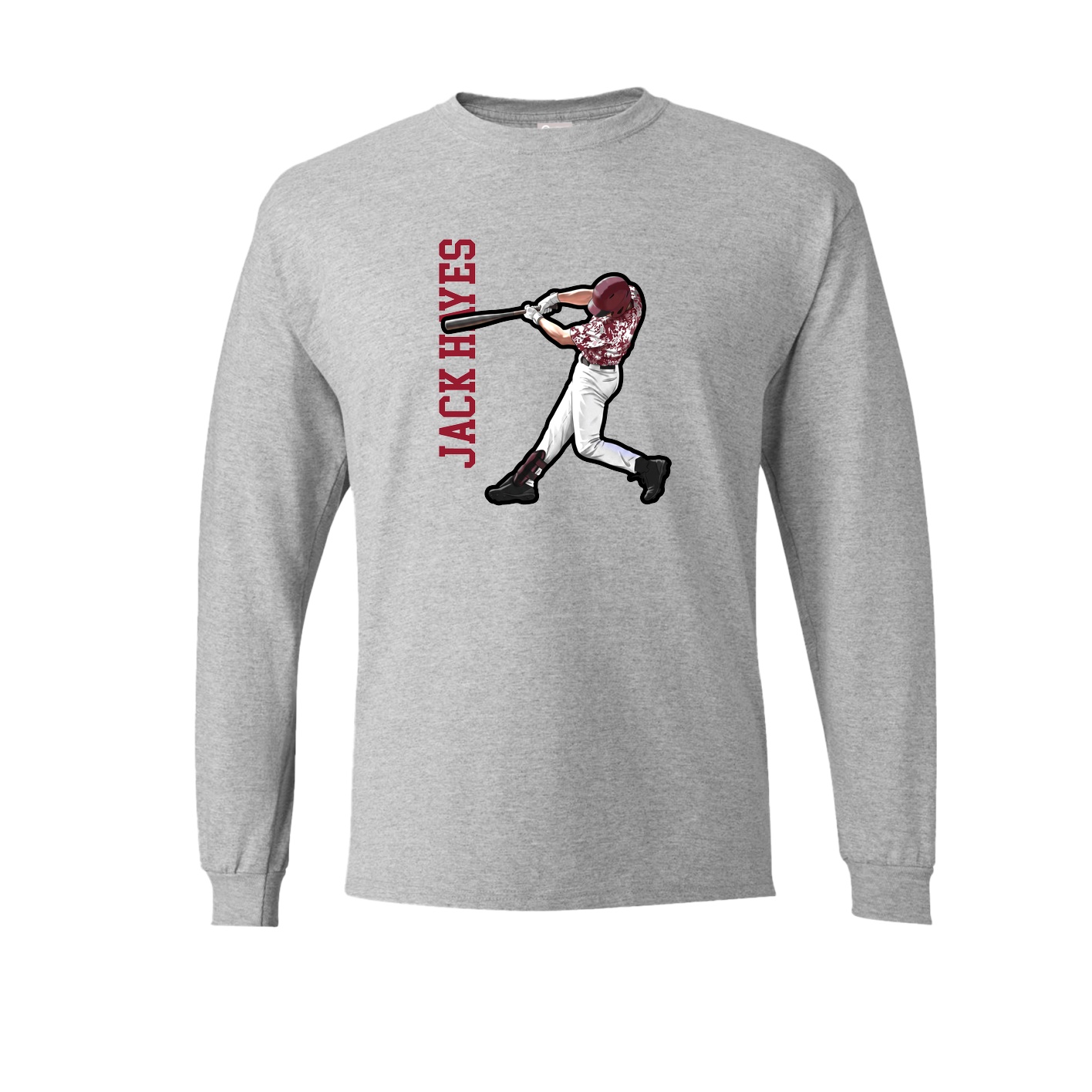 Long Sleeve Tee — Name Vertical in Grey