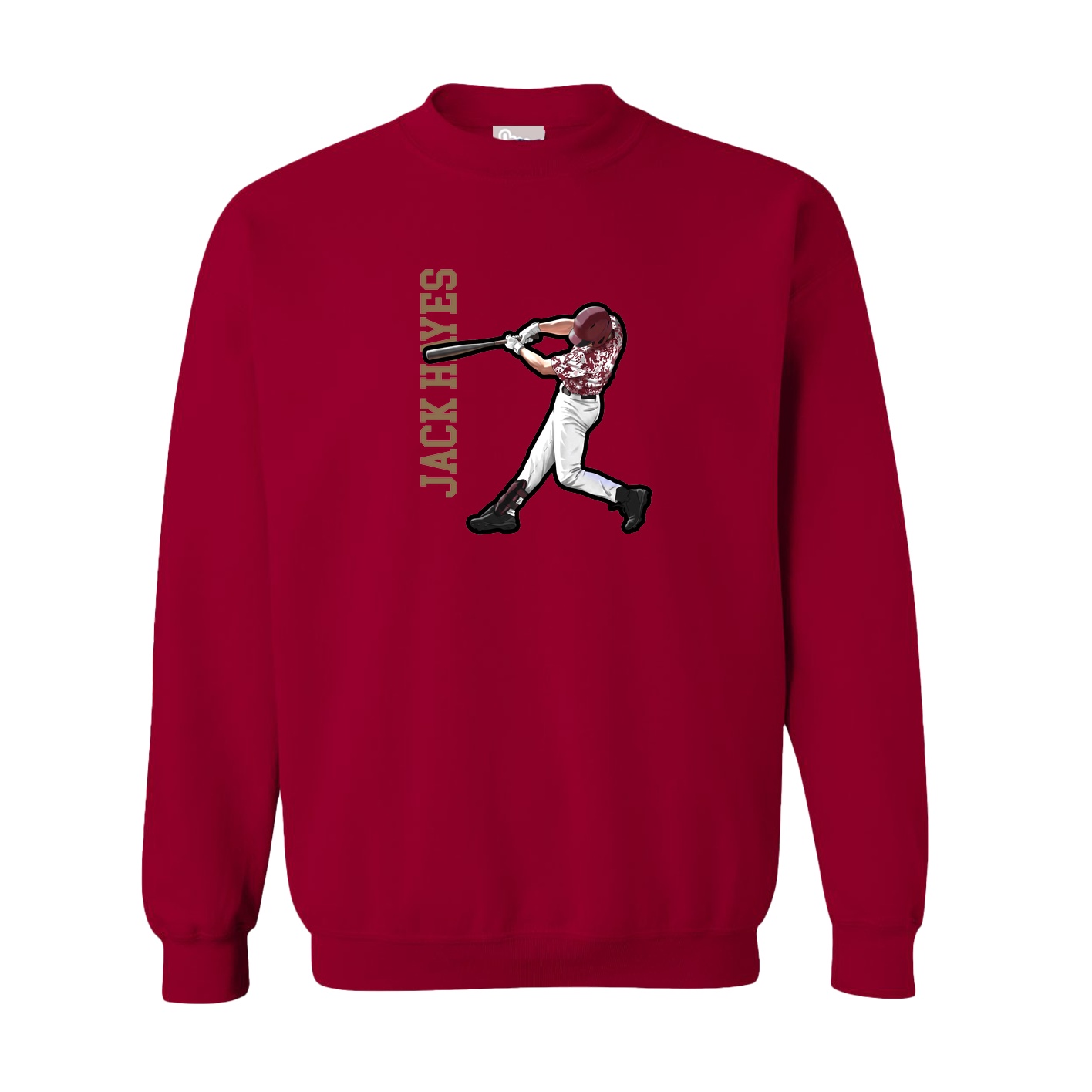 Fleece Crew — Name Vertical in Cardinal
