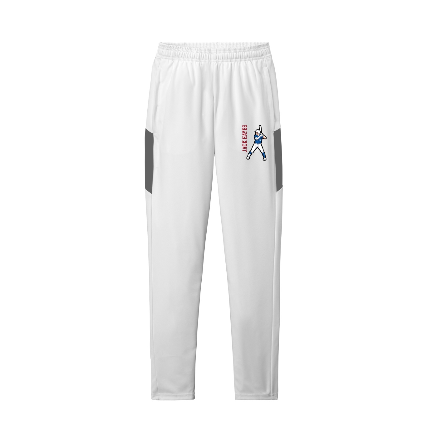 Team Travel Pant — Name Vertical in White/Grey