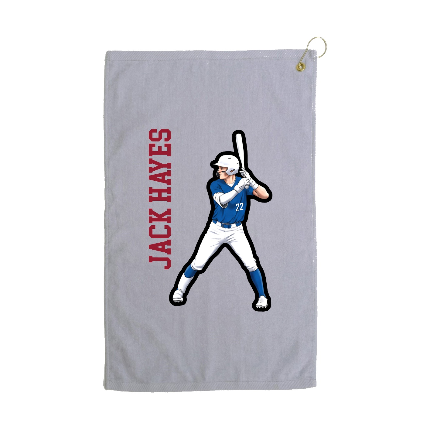 Golf Towel — Name Vertical in Grey