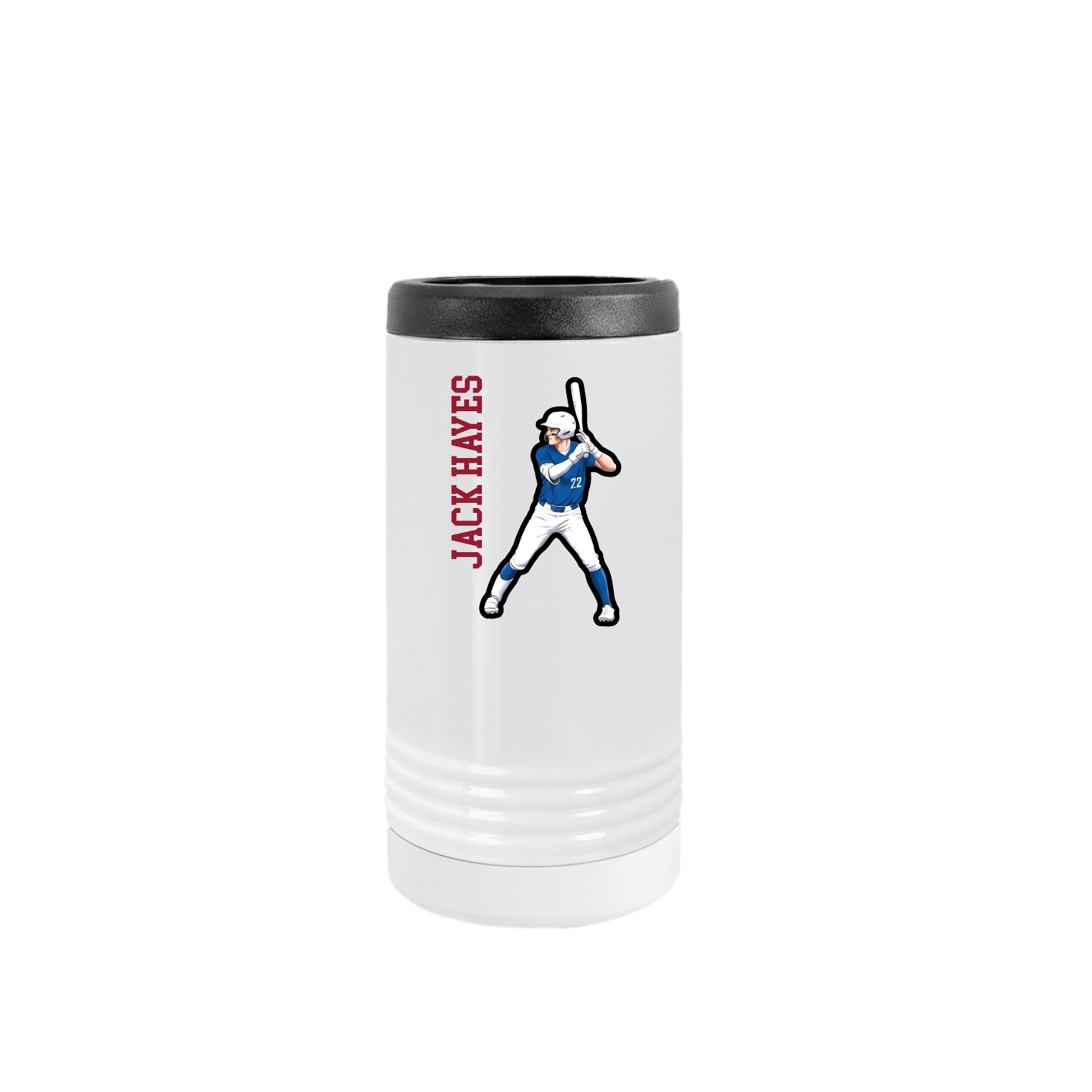 Slim Beverage Holder — Name Vertical in White