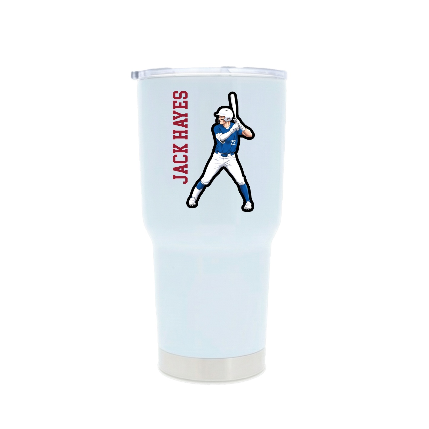 30oz Stainless Steel Tumbler — Name Vertical in White