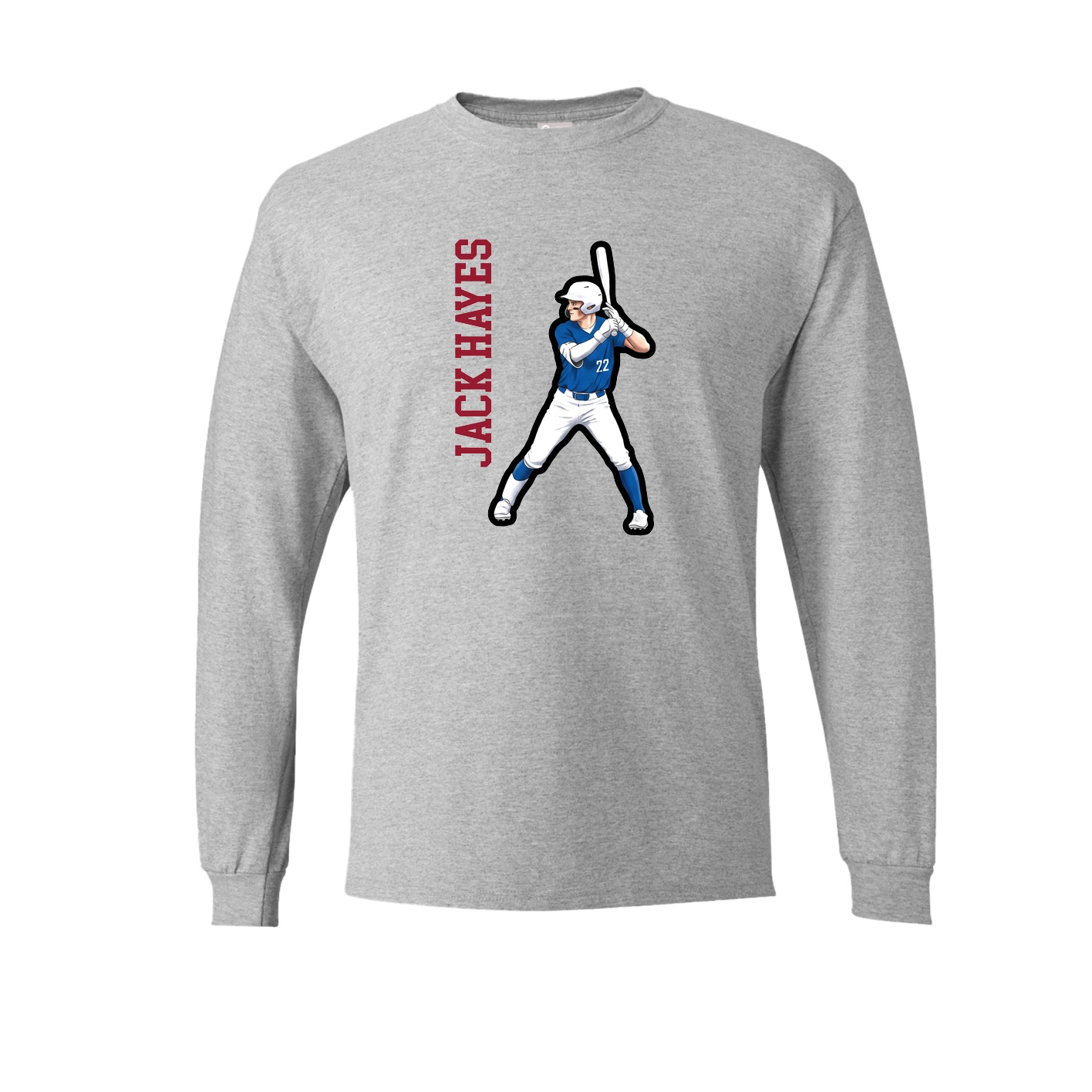 Long Sleeve Tee — Name Vertical in Grey