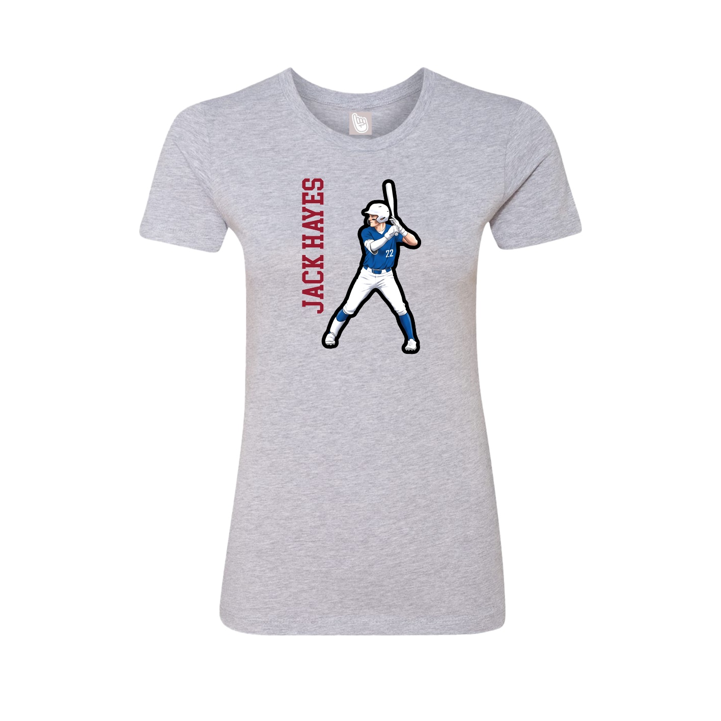Womens Tee — Name Vertical in Grey