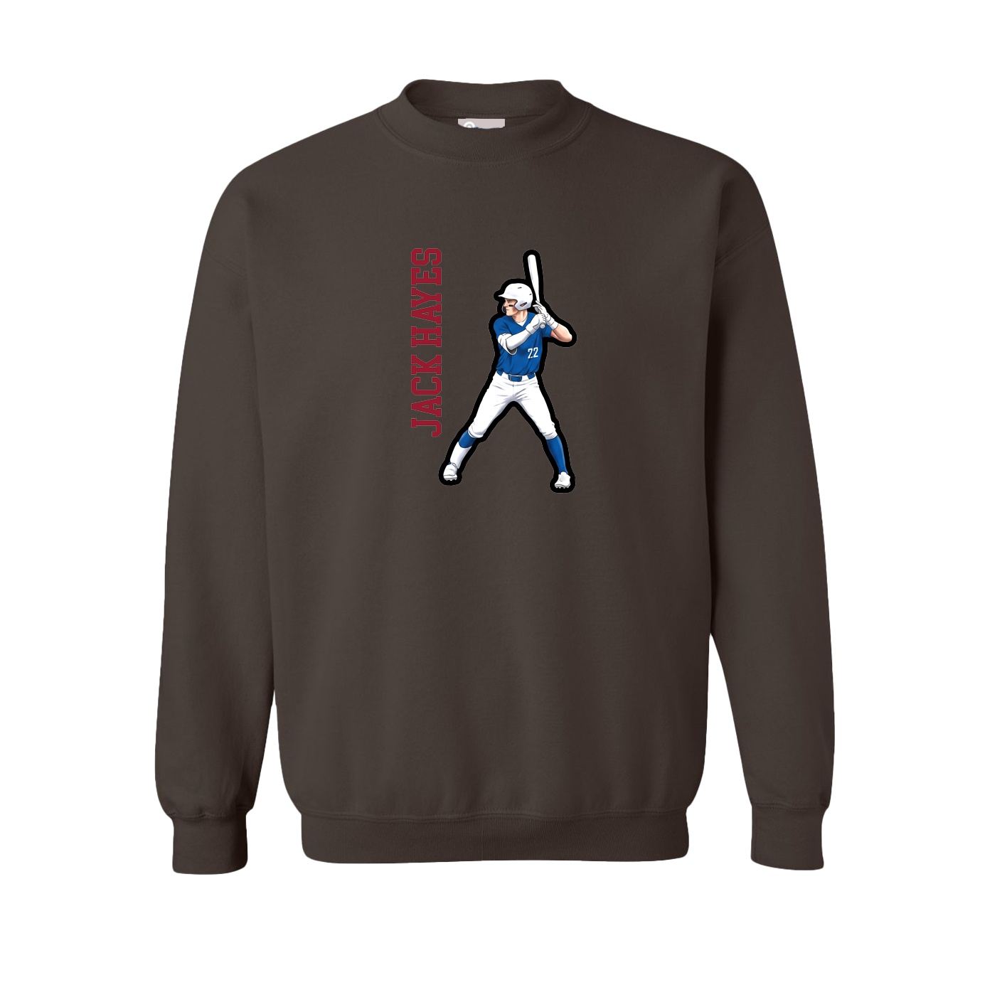 Fleece Crew — Name Vertical in Brown