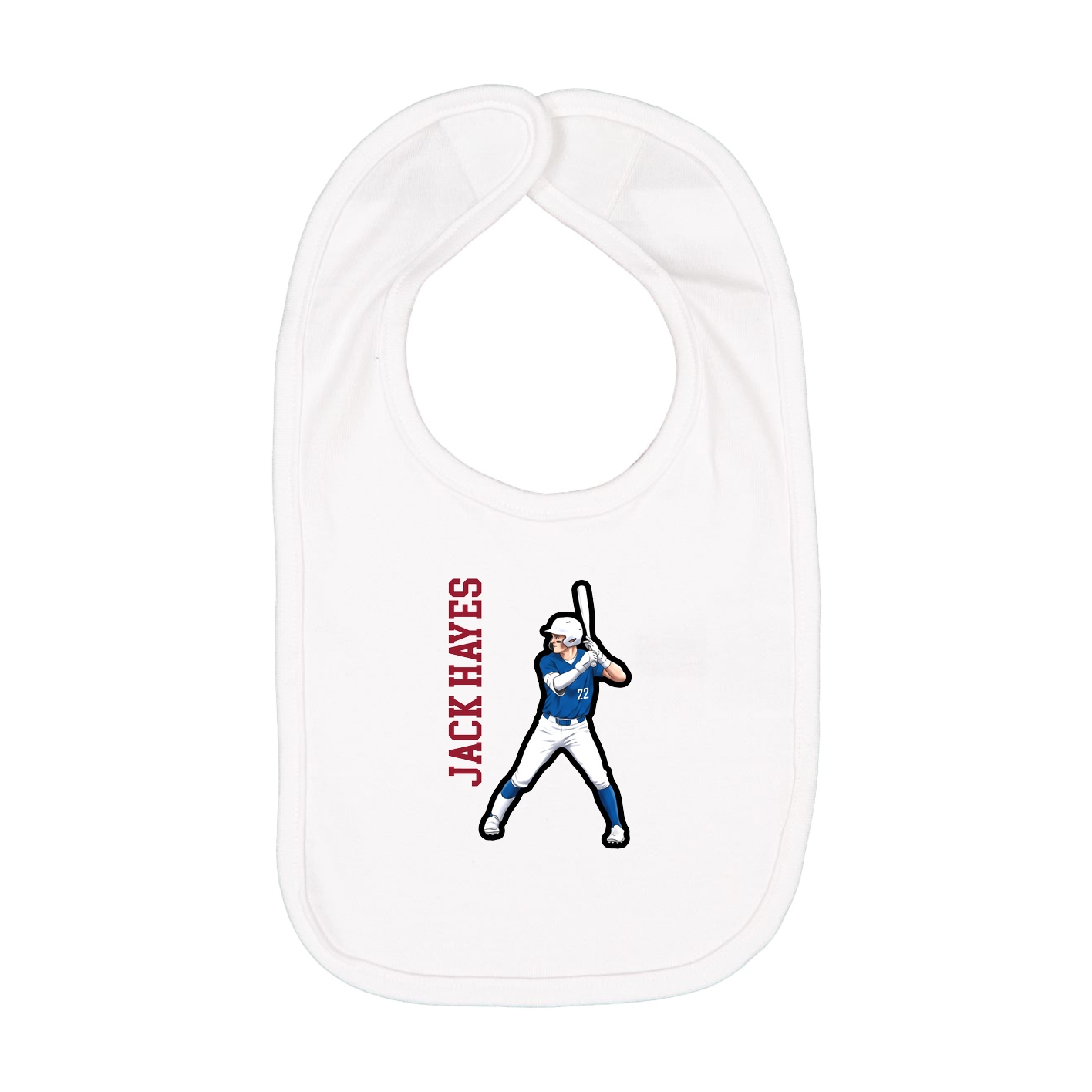 Infant Bib — Name Vertical in White