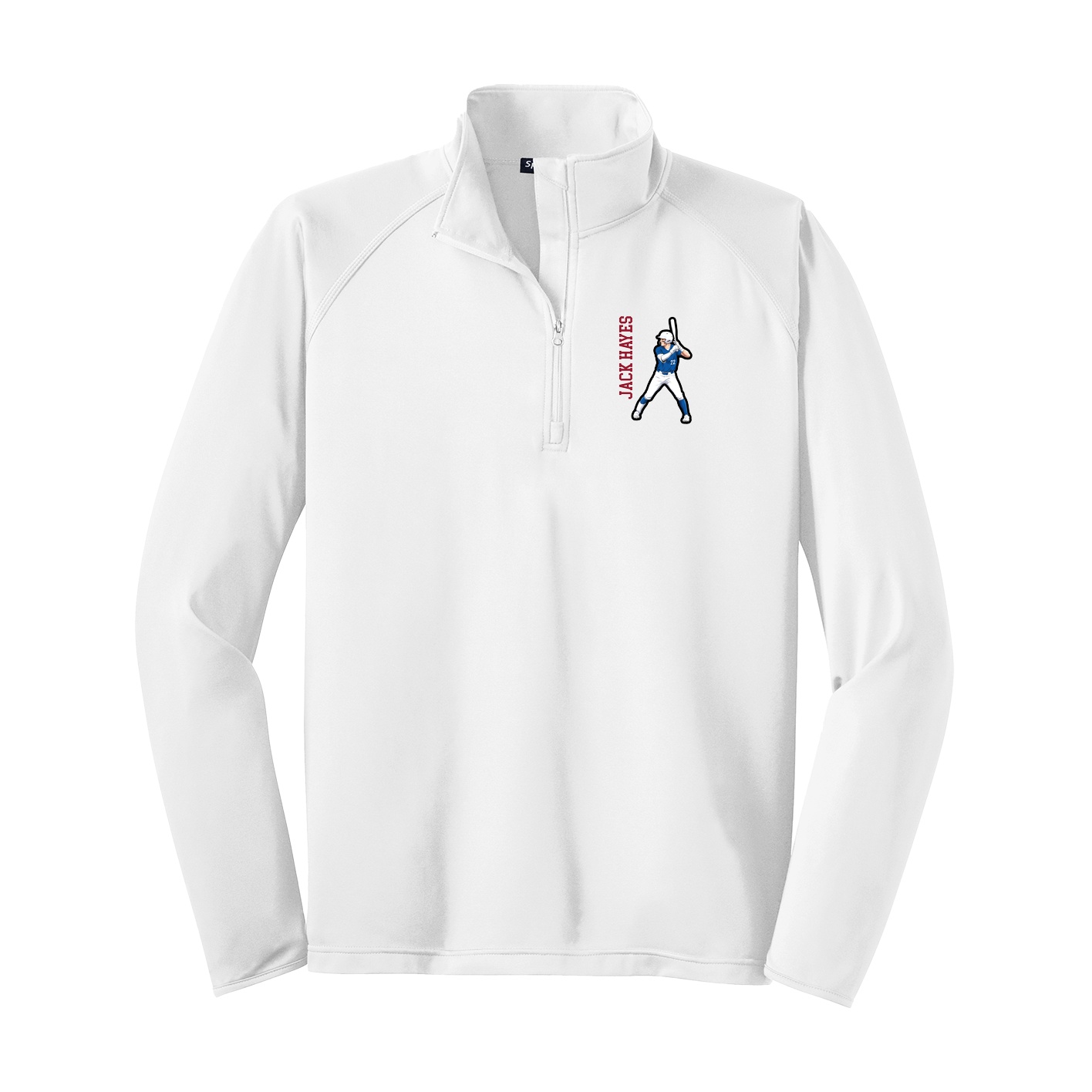 Q-Zip Pullover — Name Vertical in White
