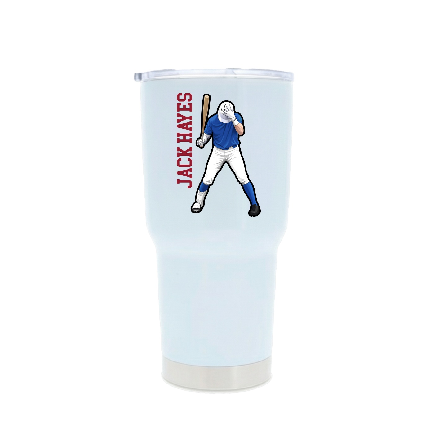 30oz Stainless Steel Tumbler — Name Vertical in White