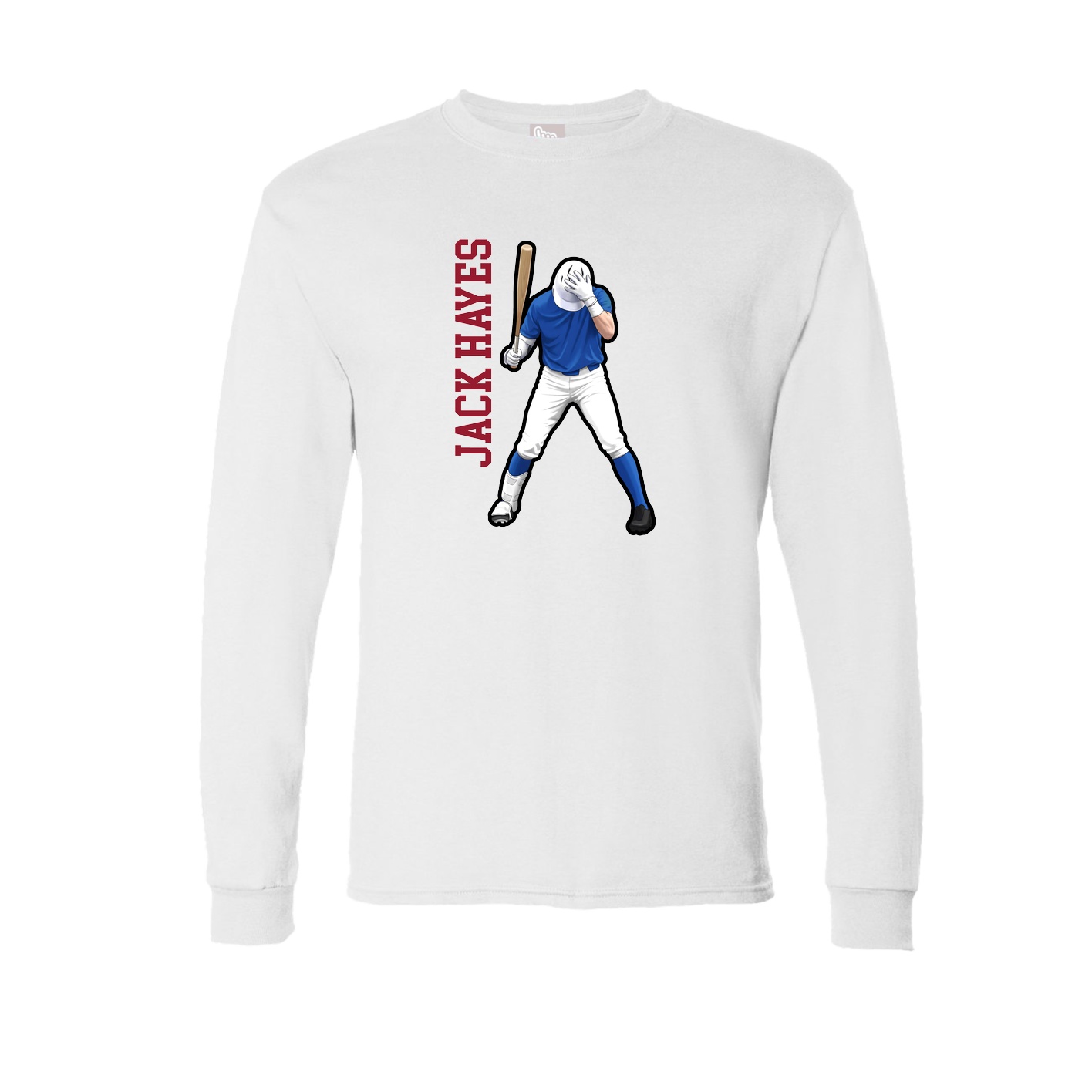 Long Sleeve Tee — Name Vertical in White