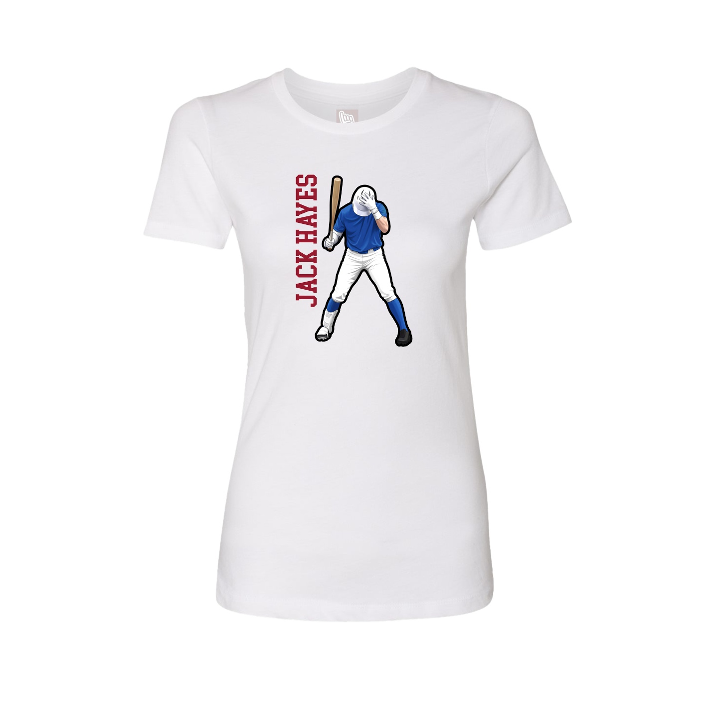 Fitted Women's Tee — Name Vertical in White