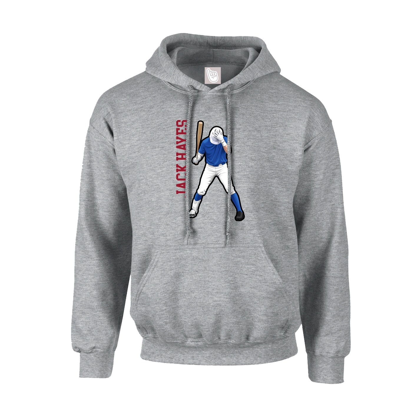 Hoodie — Name Vertical in Grey