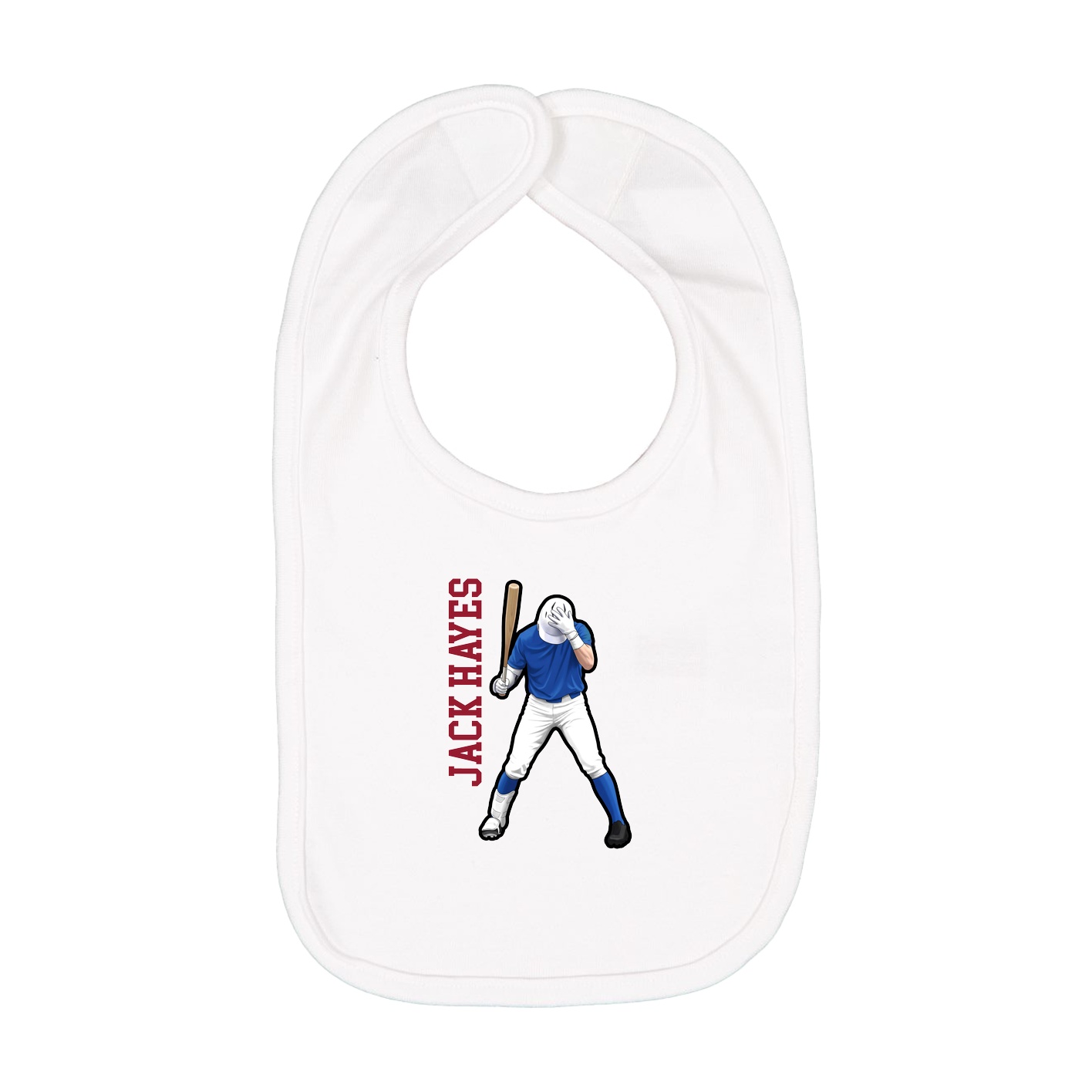 Infant Bib — Name Vertical in White