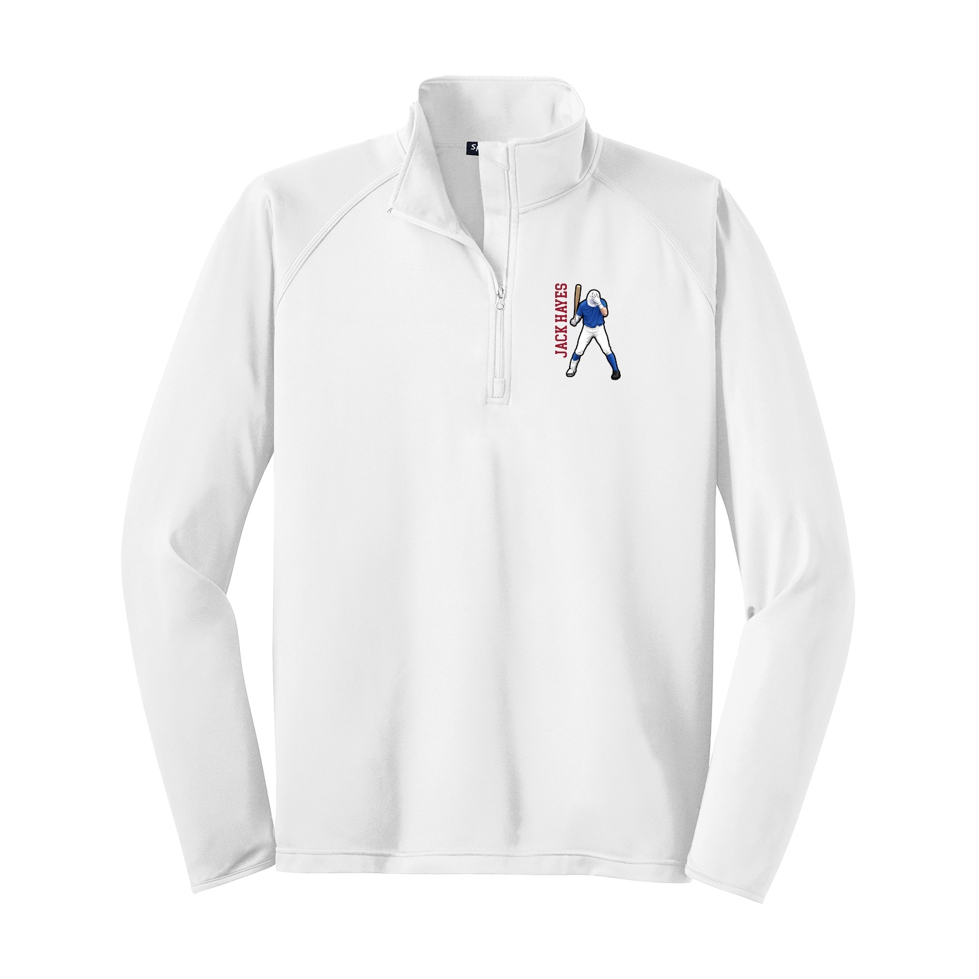 Q-Zip Pullover — Name Vertical in White