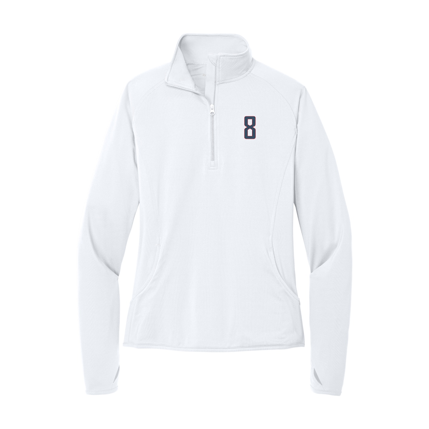 Women's Q-Zip Pullover — Front Shirsy in White