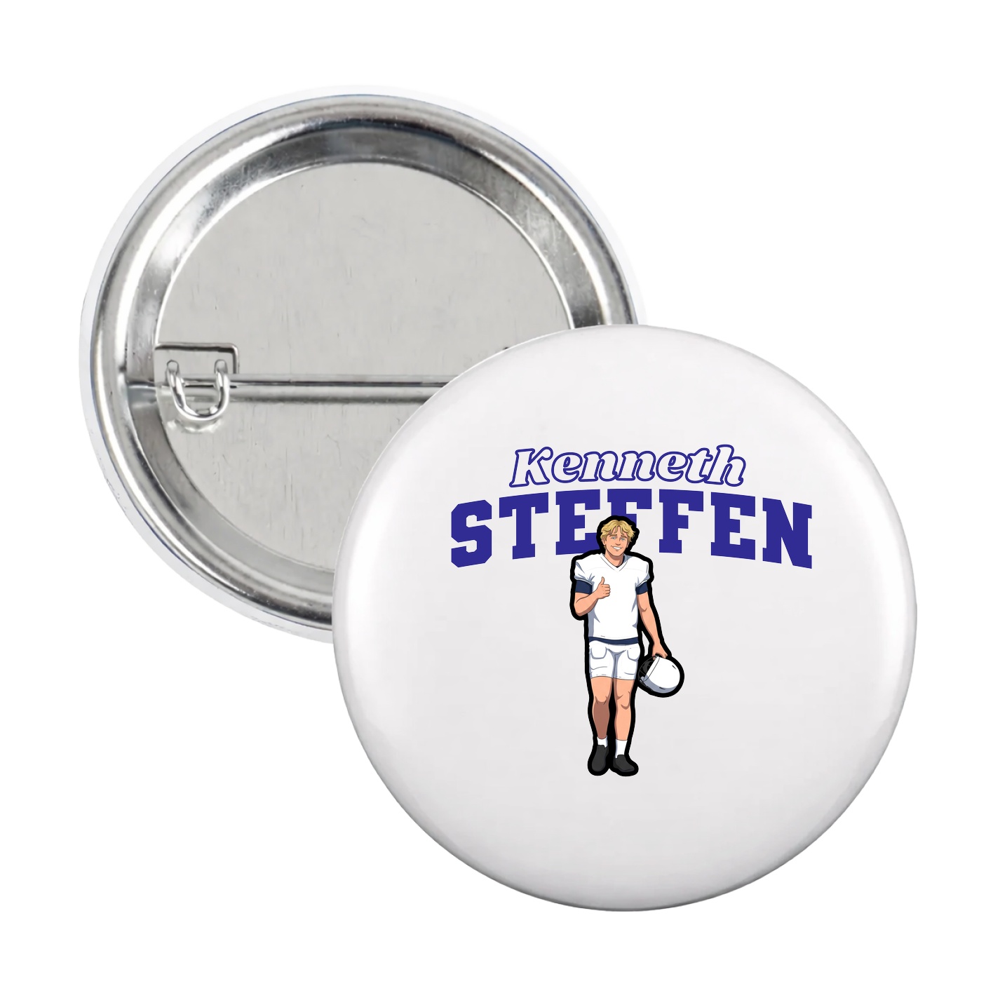Game Day Button — Name Arch in White