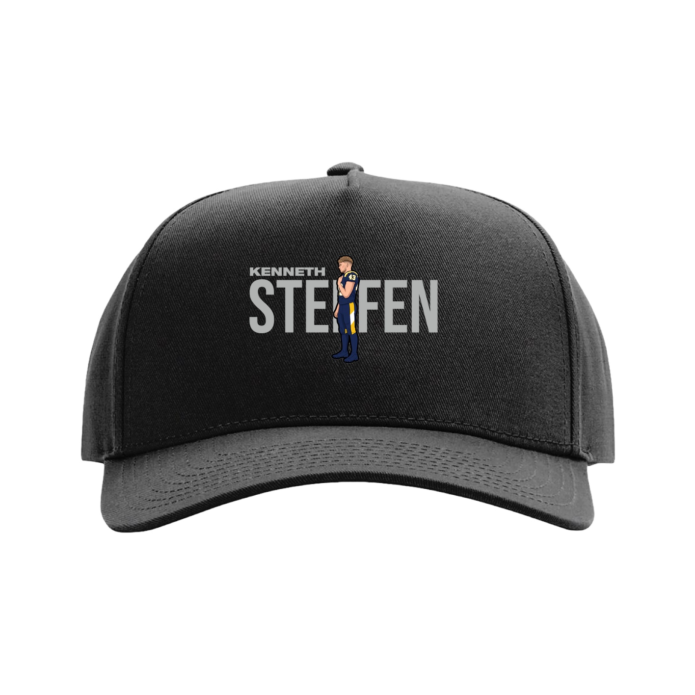 Full Fabric Five-Panel Champ Cap — Player Name in Black