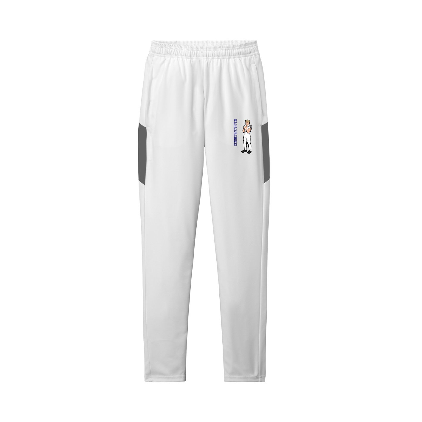 Team Travel Pant — Name Vertical in White/Grey