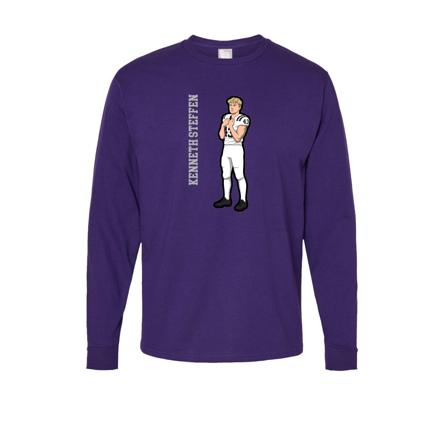 Long Sleeve Tee — Name Vertical in Purple