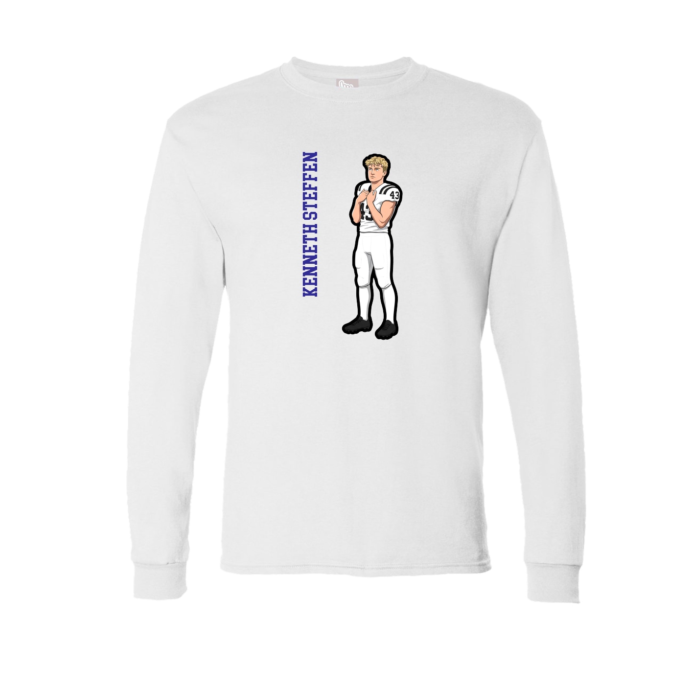 Long Sleeve Tee — Name Vertical in White