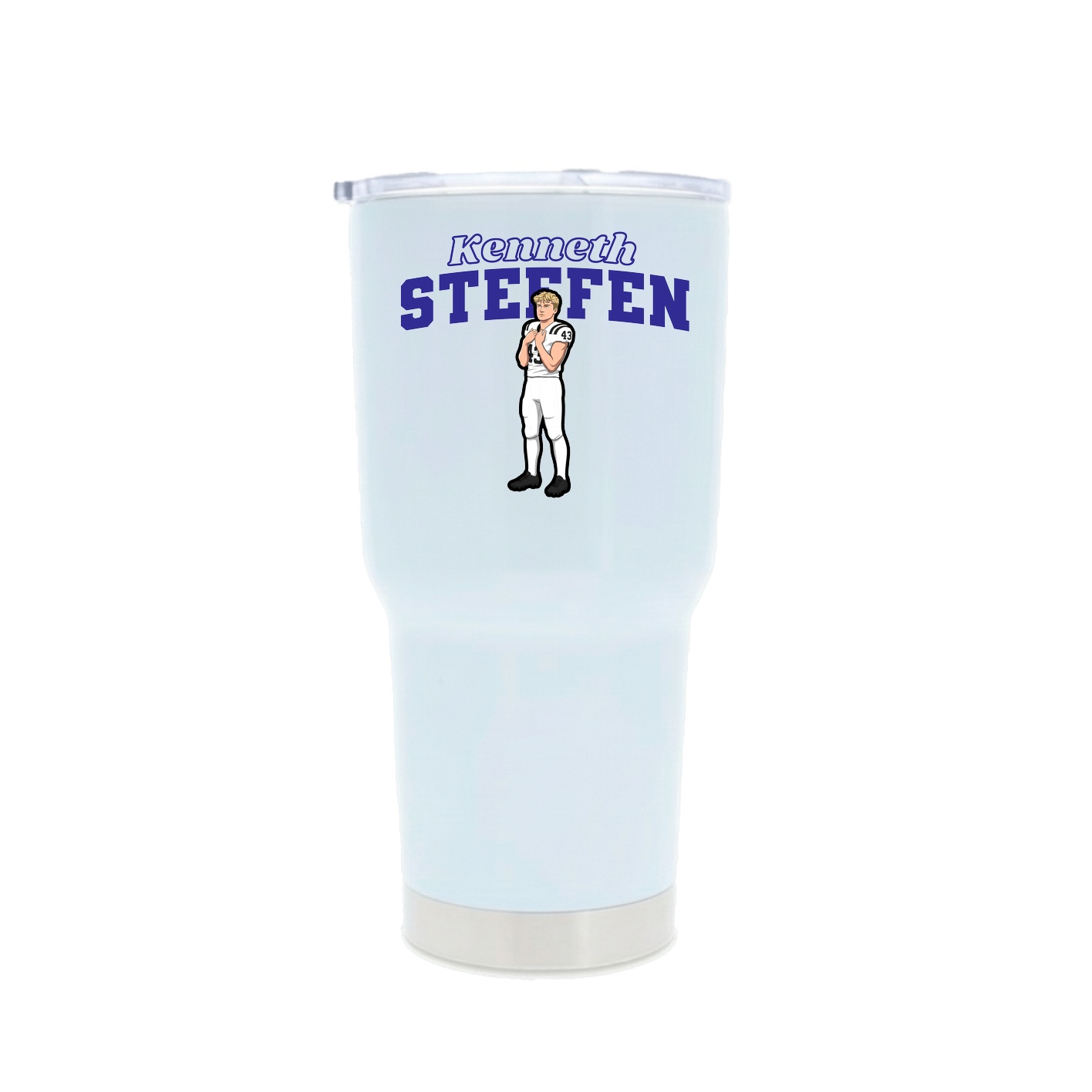 30oz Stainless Steel Tumbler — Name Arch in White