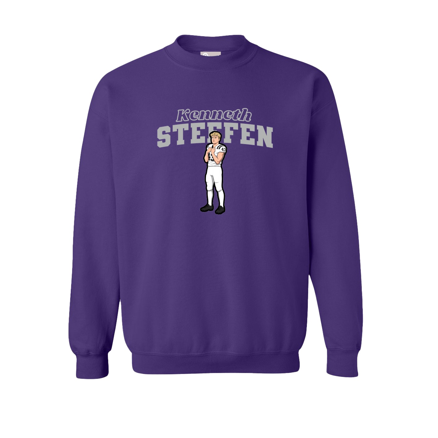 Fleece Crew — Name Arch in Purple