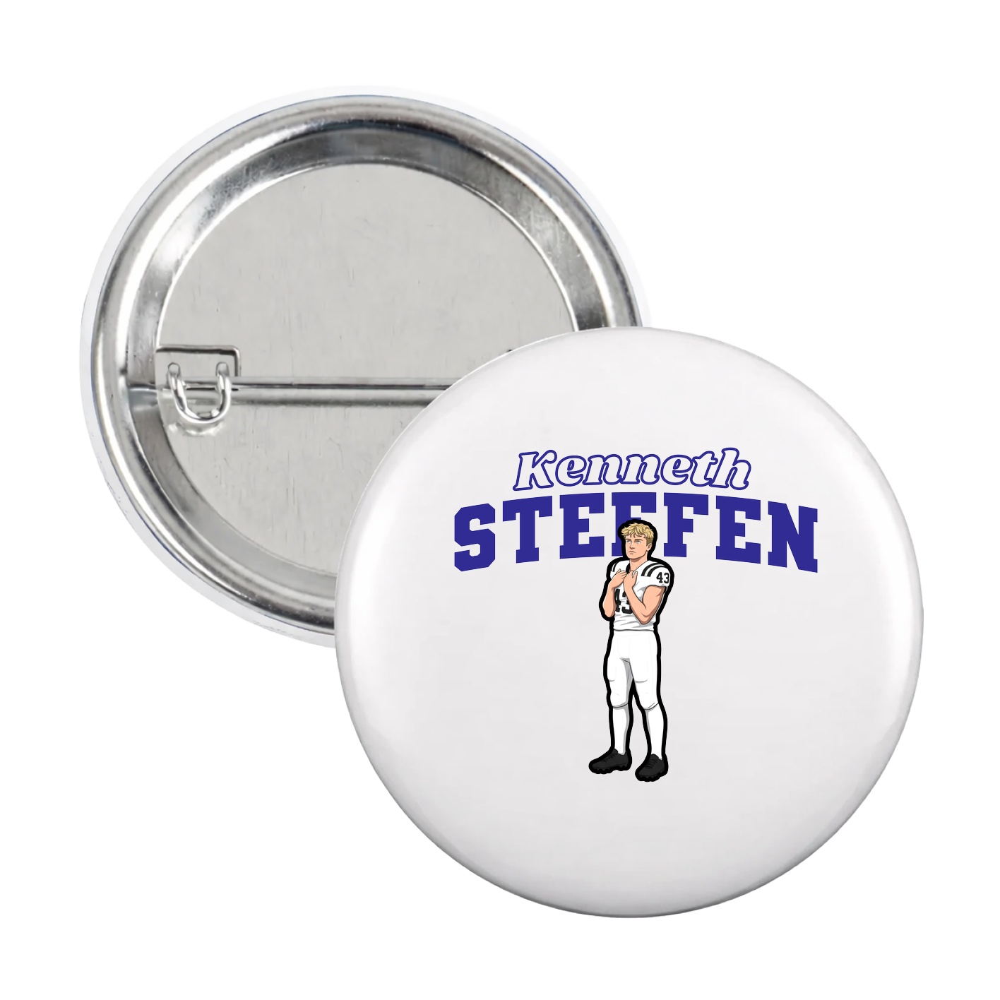 Game Day Button — Name Arch in White