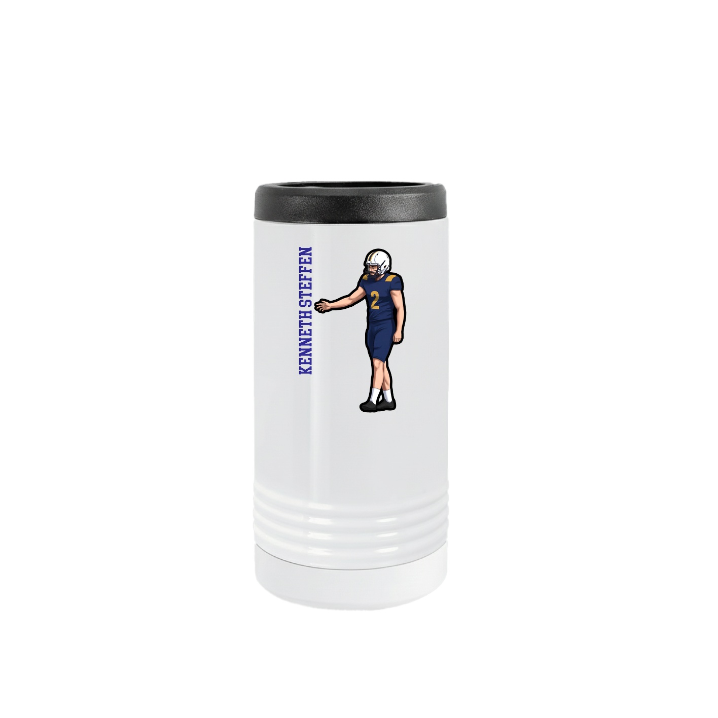 Slim Beverage Holder — Name Vertical in White