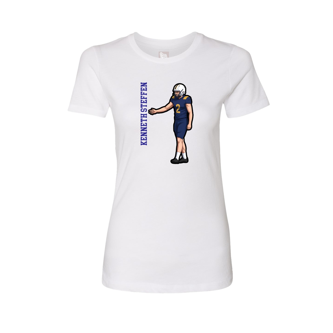 Womens Tee — Name Vertical in White