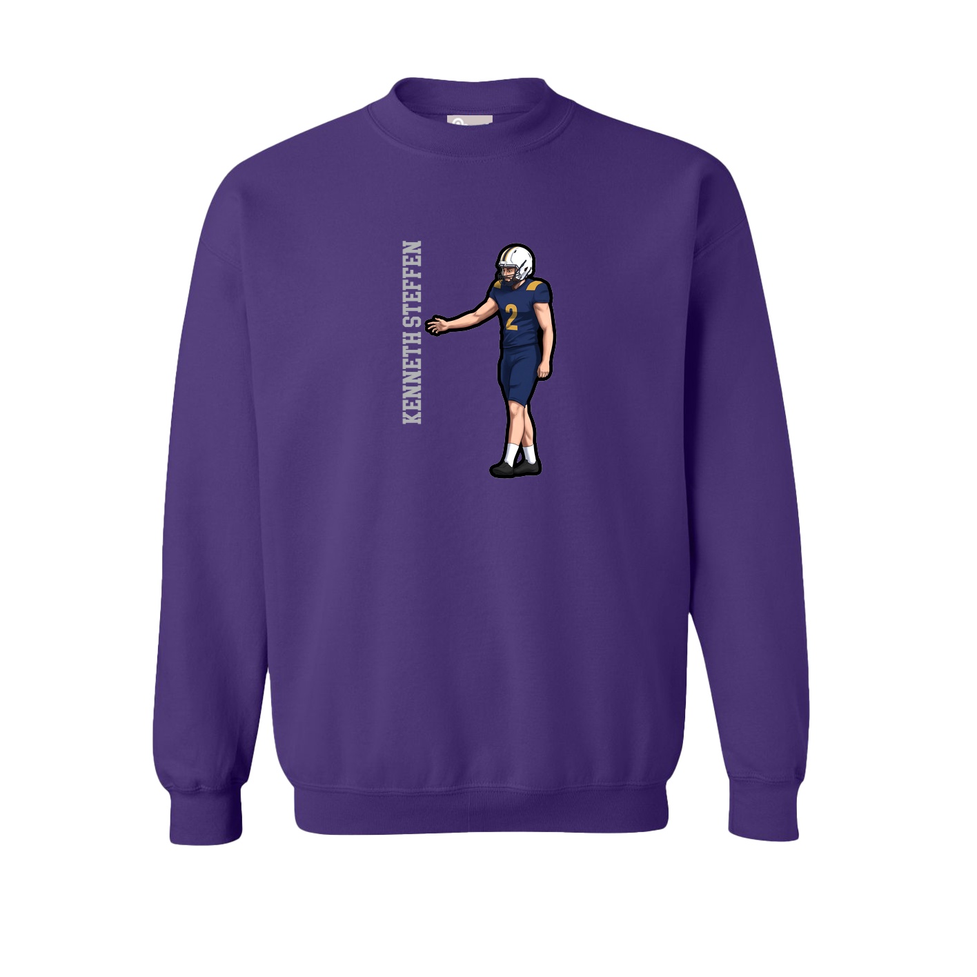 Fleece Crew — Name Vertical in Purple
