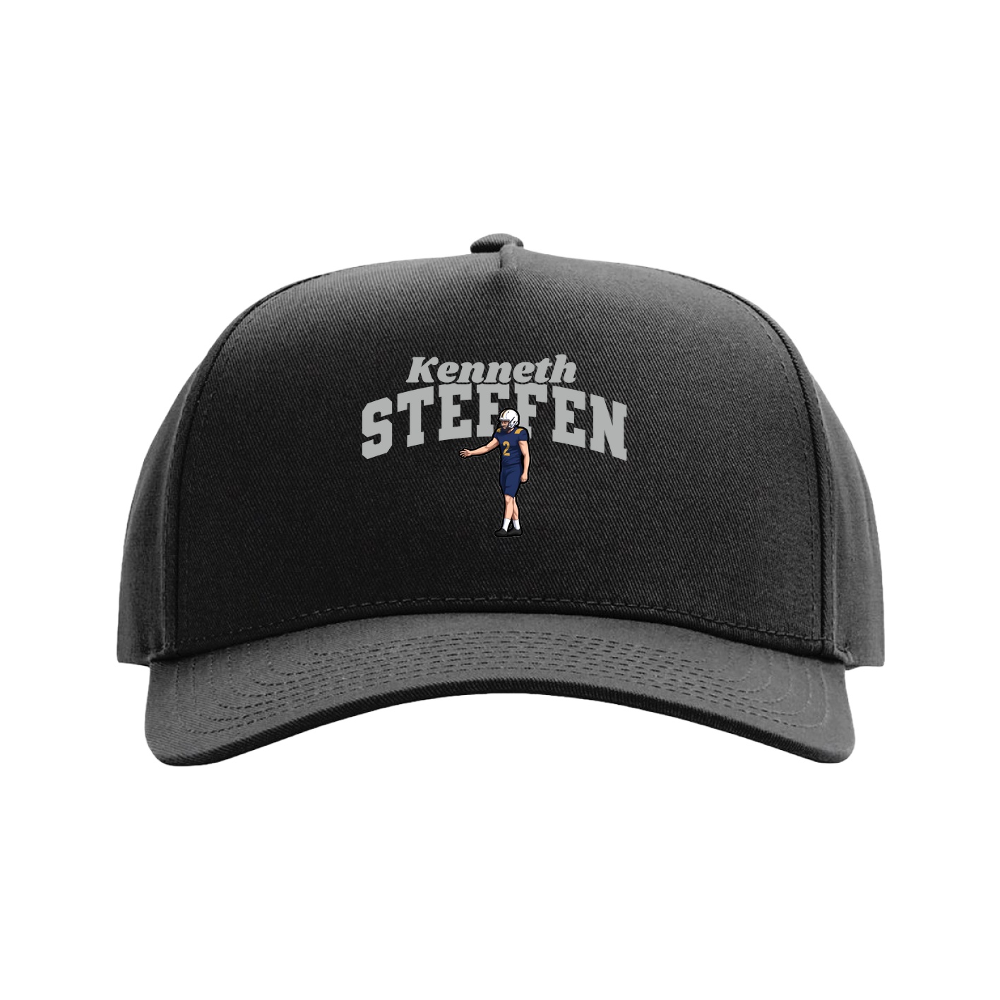 Full Fabric Five-Panel Champ Cap — Signature Arch in Black