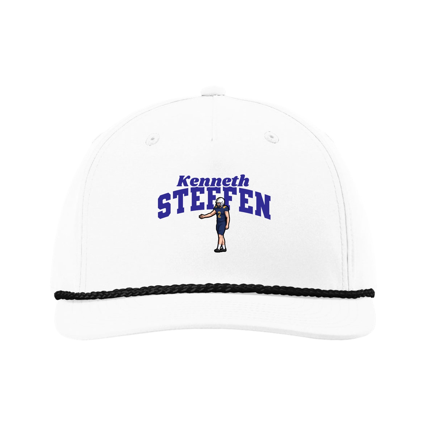 Five-Panel Classic Rope Cap — Signature Arch in White
