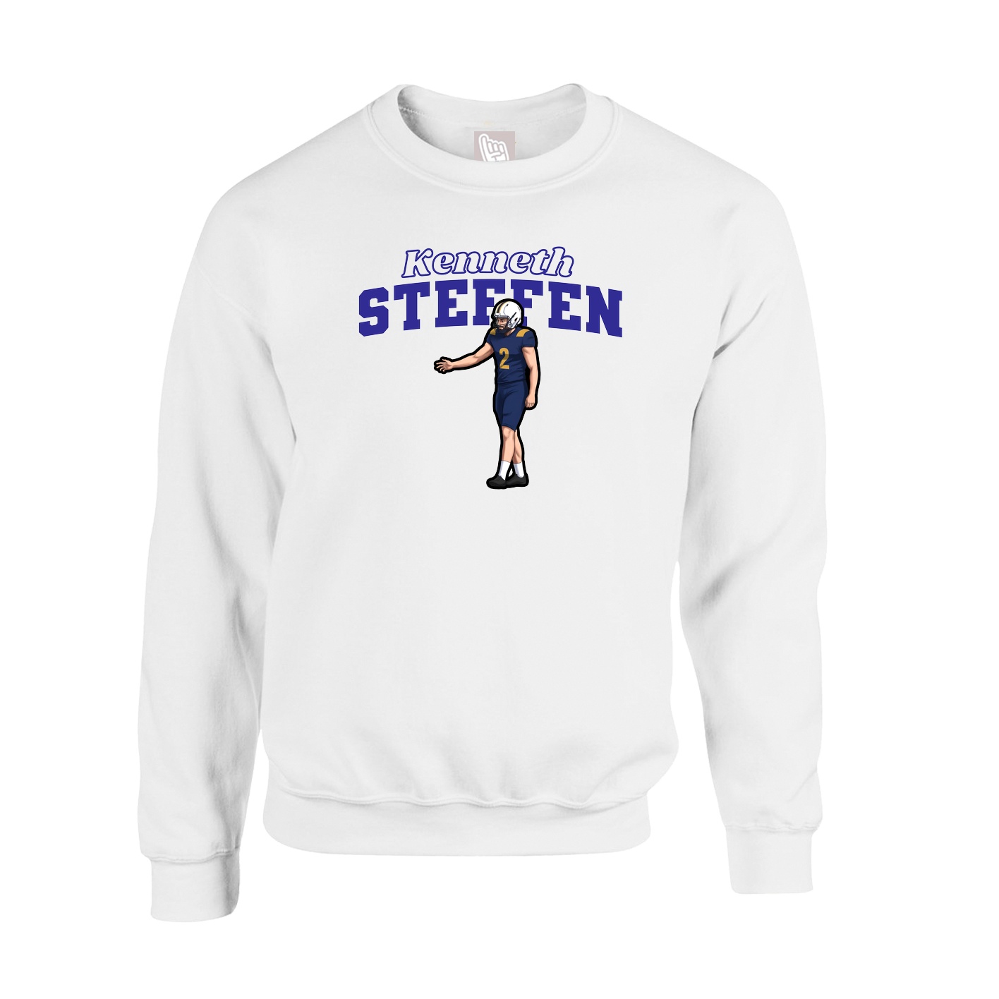 Fleece Crew — Name Arch in White