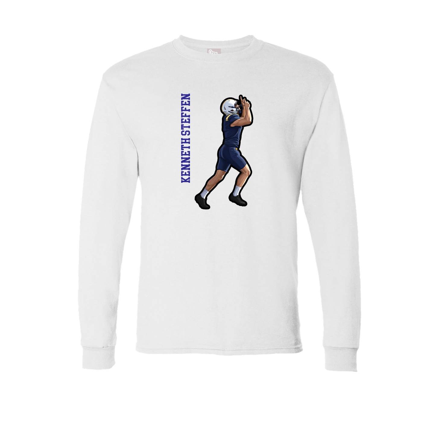 Long Sleeve Tee — Name Vertical in White