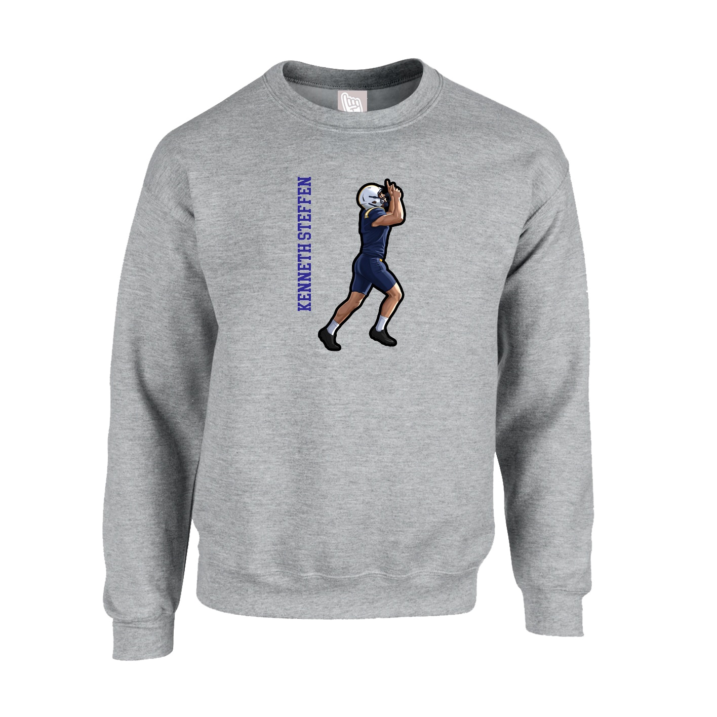 Fleece Crew — Name Vertical in Grey