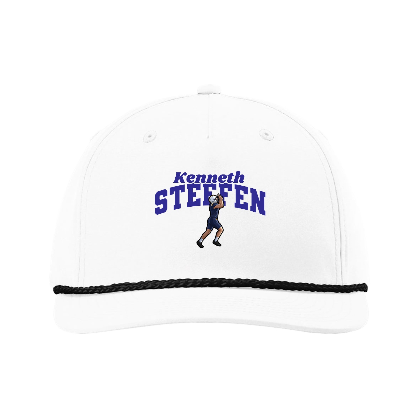 Five-Panel Classic Rope Cap — Signature Arch in White