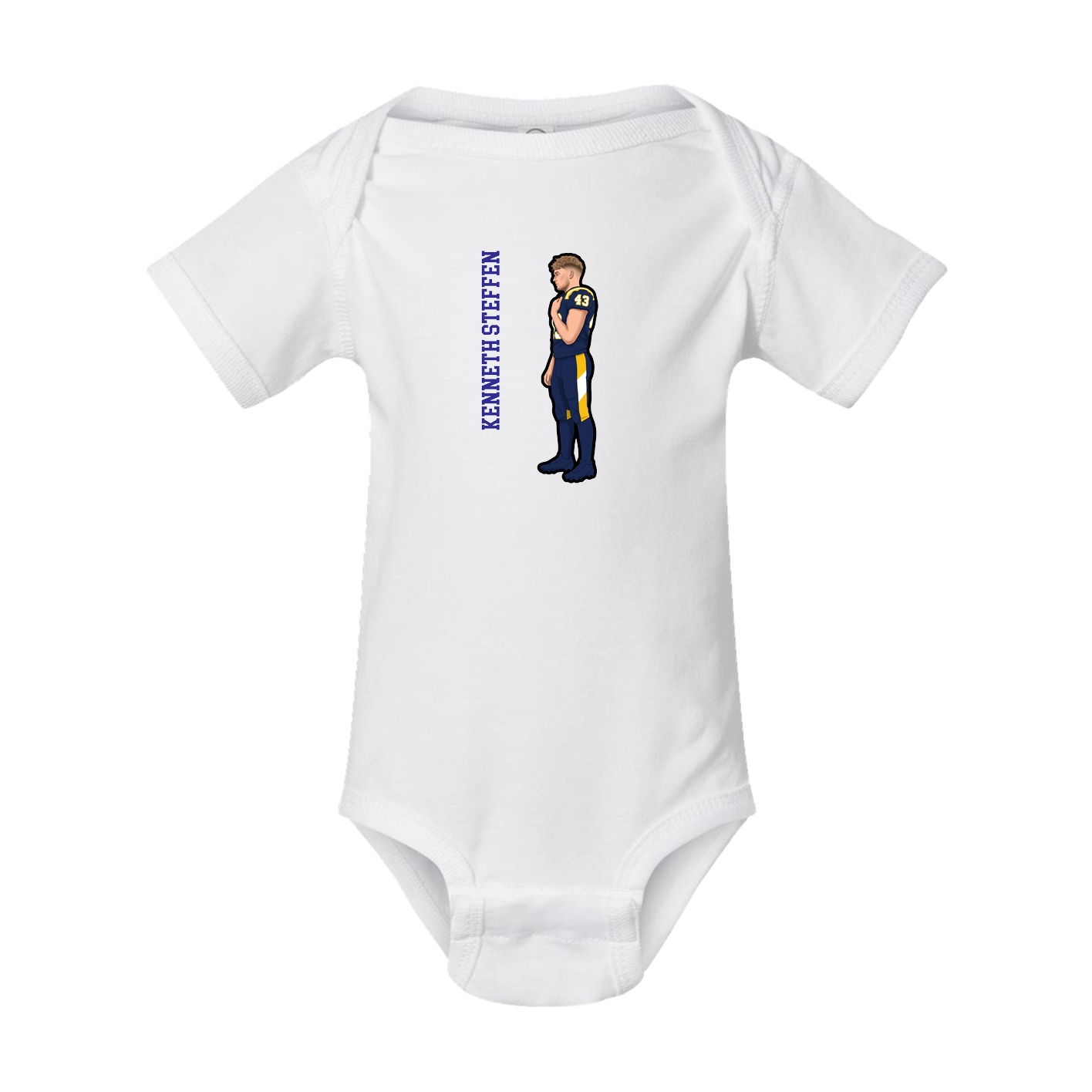 Baby Onesie — Name Vertical in White