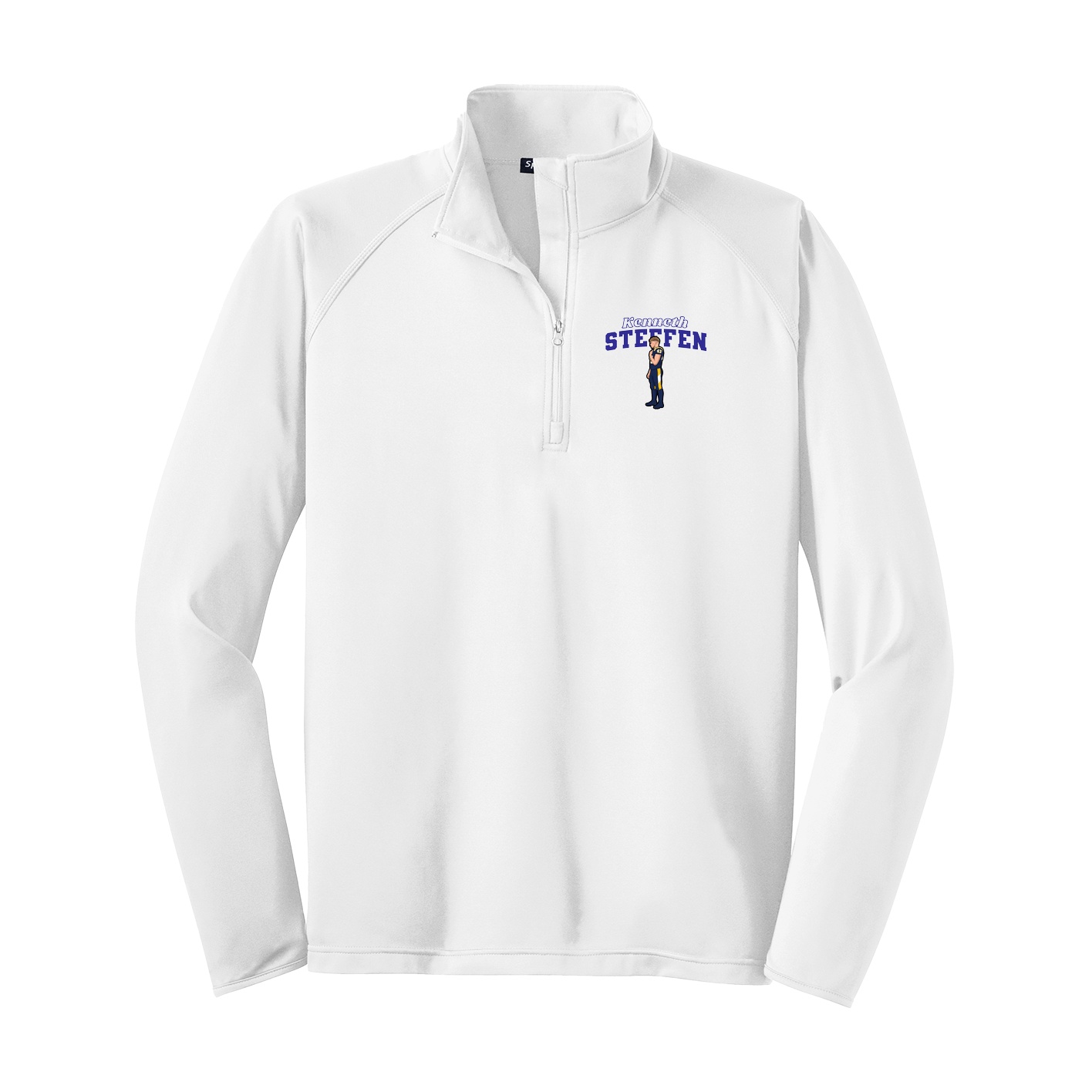 Q-Zip Pullover — Name Arch in White