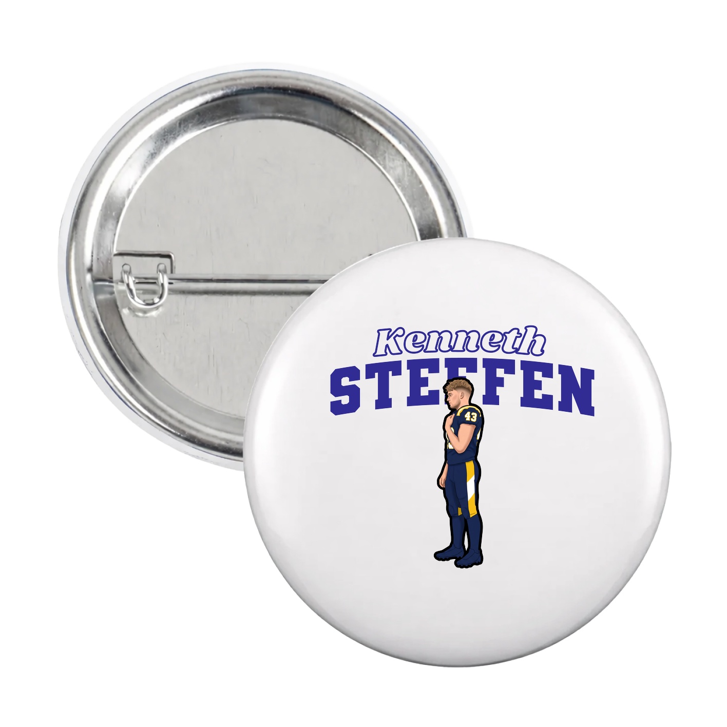 Game Day Button — Name Arch in White