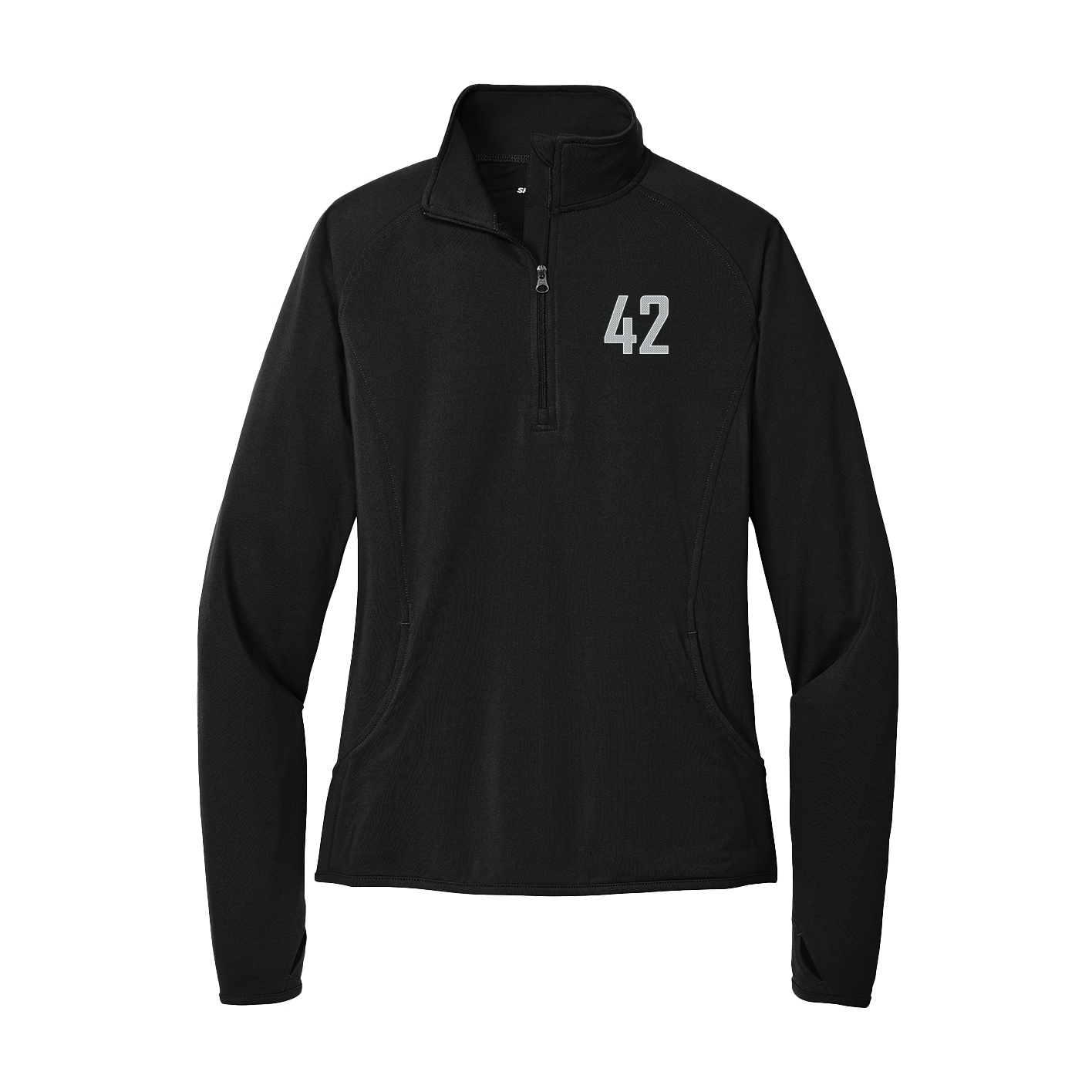 Women's Q-Zip Pullover — Front Shirsy in Black