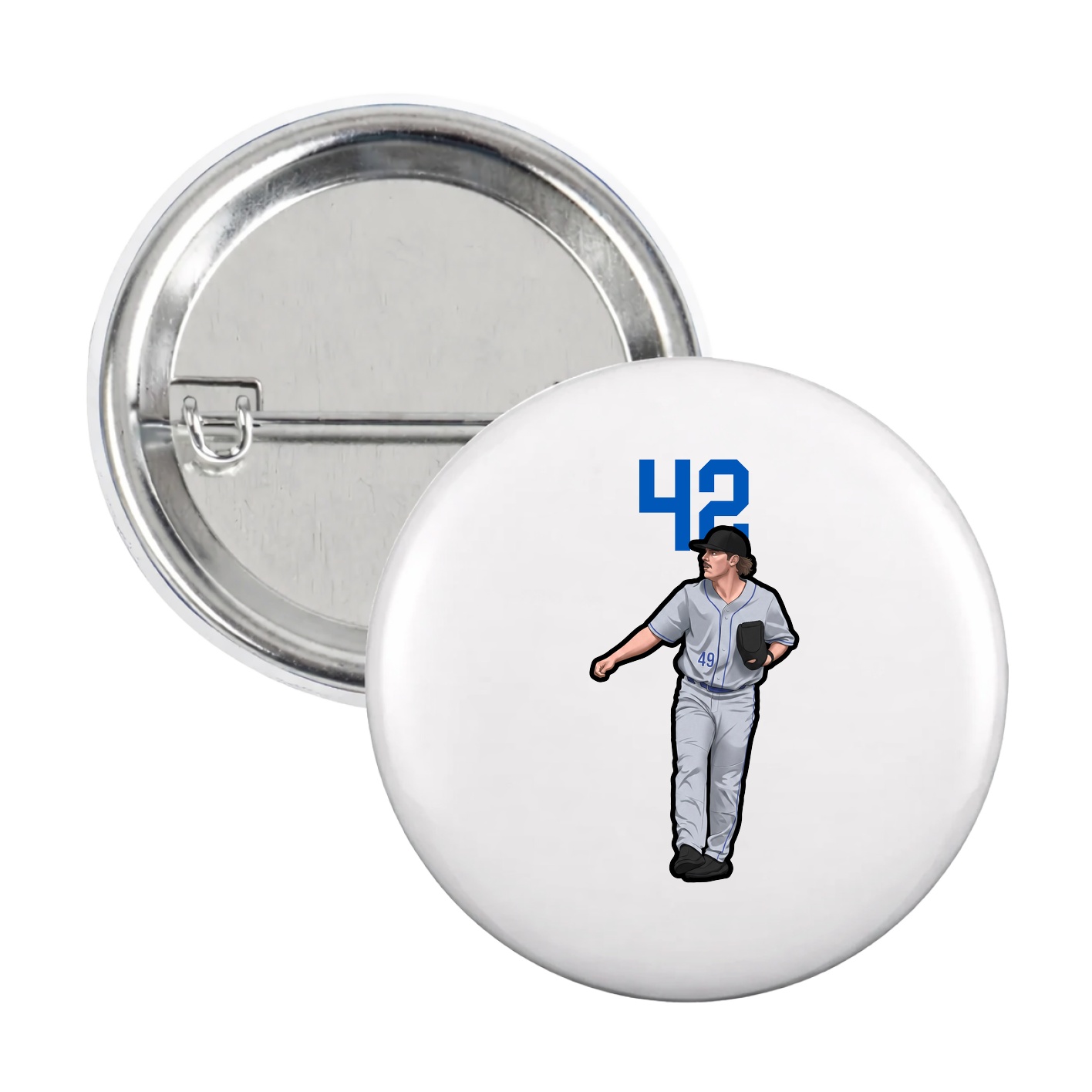 Game Day Button — Number Top in White