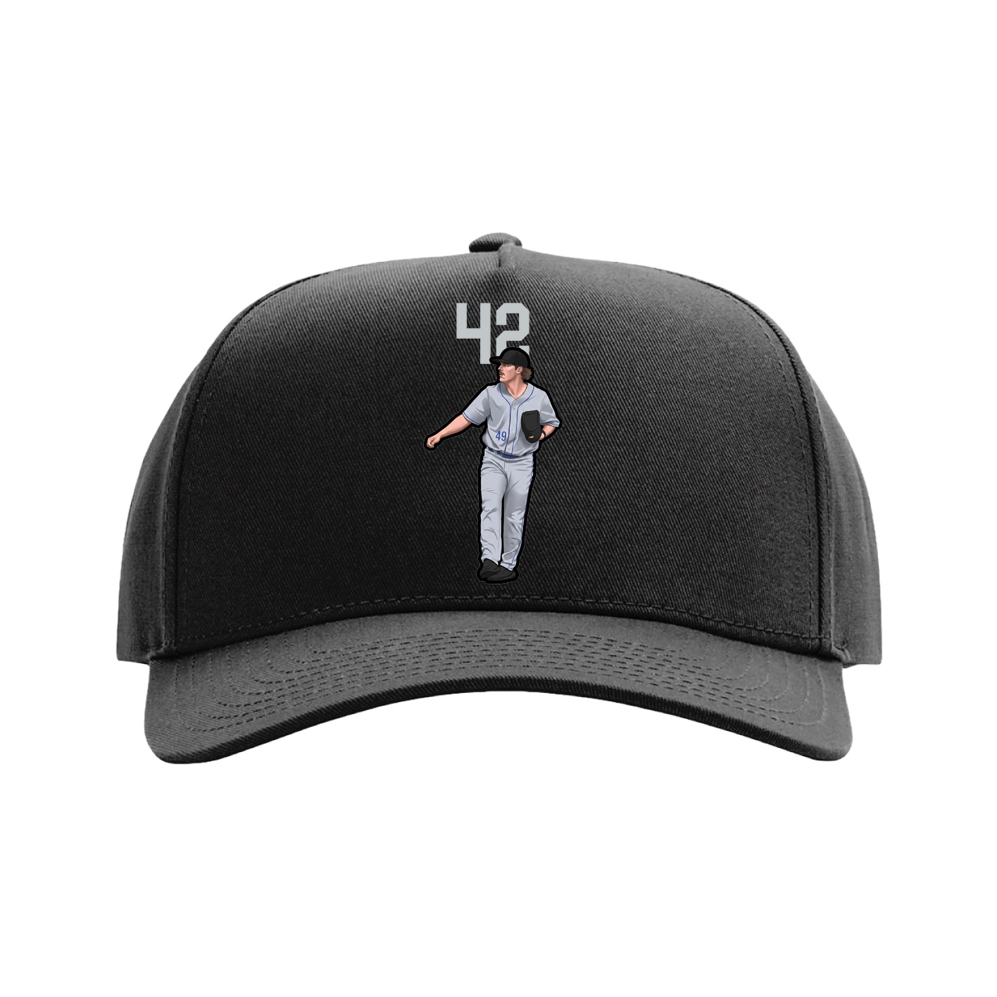 Full Fabric Five-Panel Champ Cap — Number Top in Black