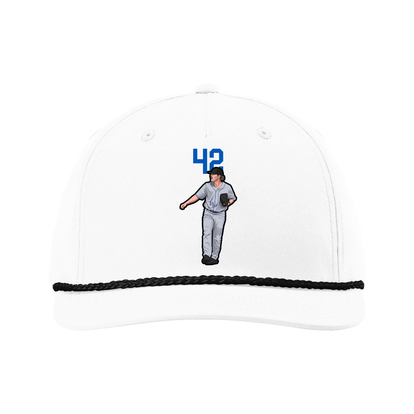 Five-Panel Classic Rope Cap — Number Top in White