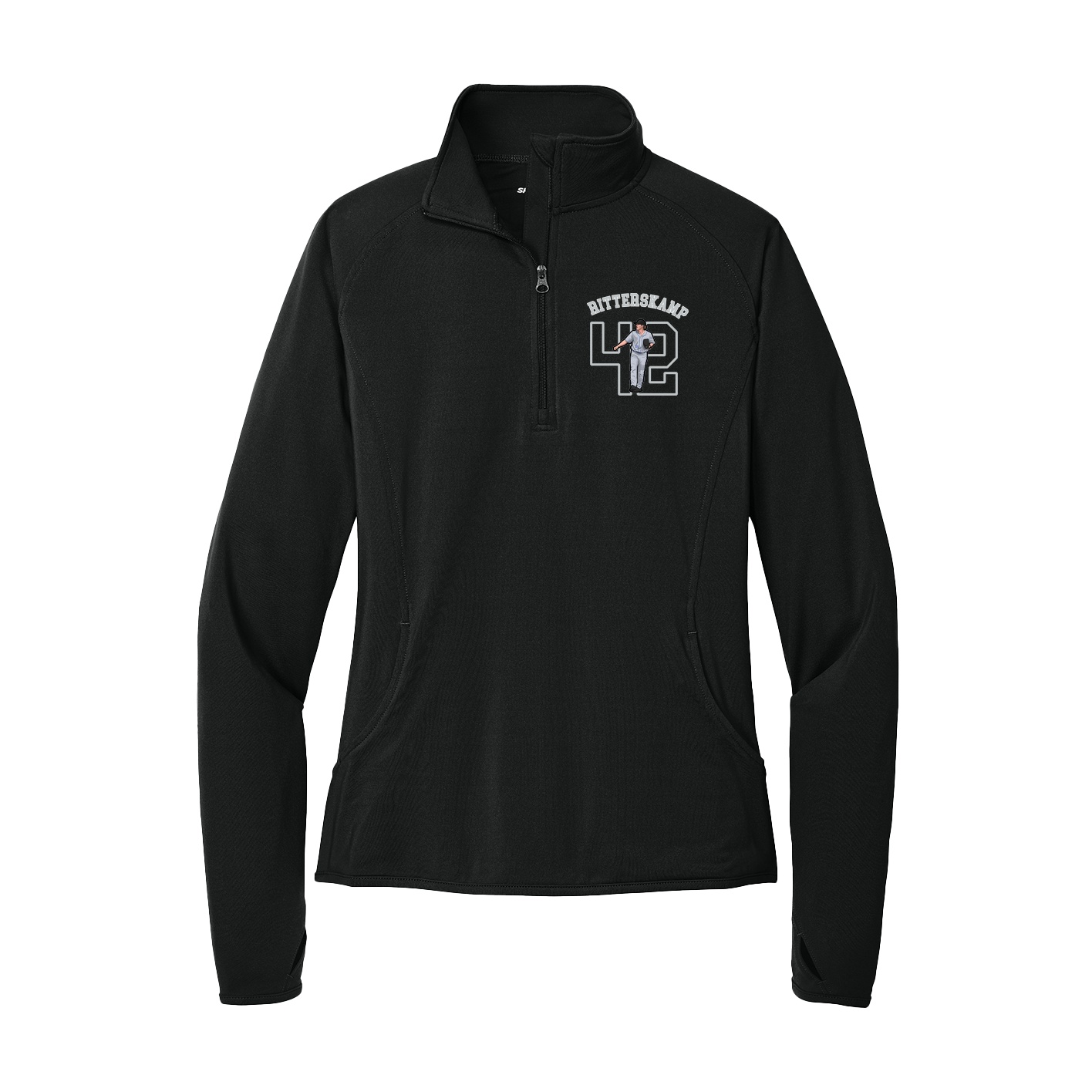 Women's Q-Zip Pullover — Shirsey Arch in Black