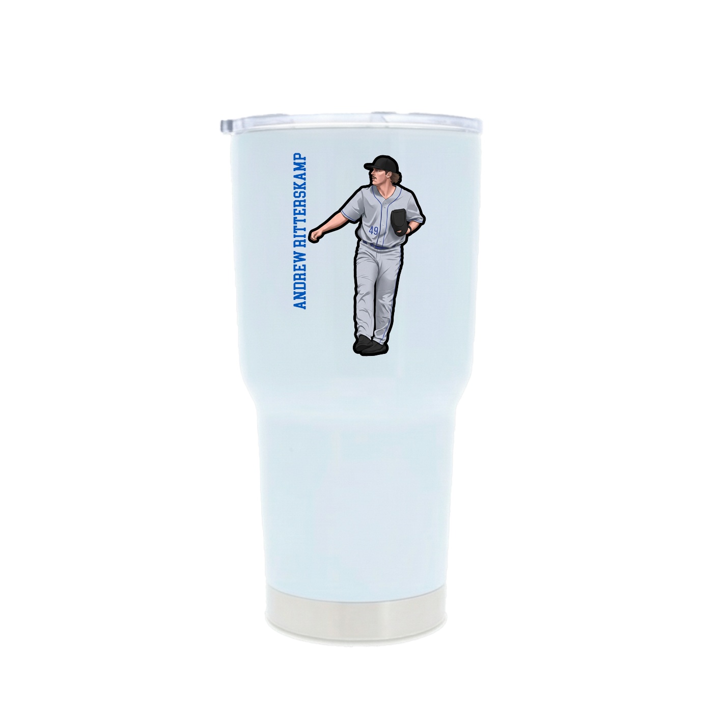 30oz Stainless Steel Tumbler — Name Vertical in White
