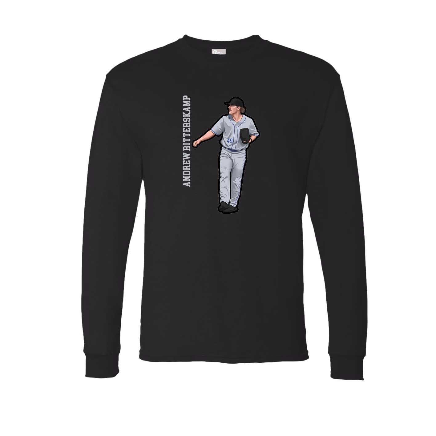 Long Sleeve Tee — Name Vertical in Black