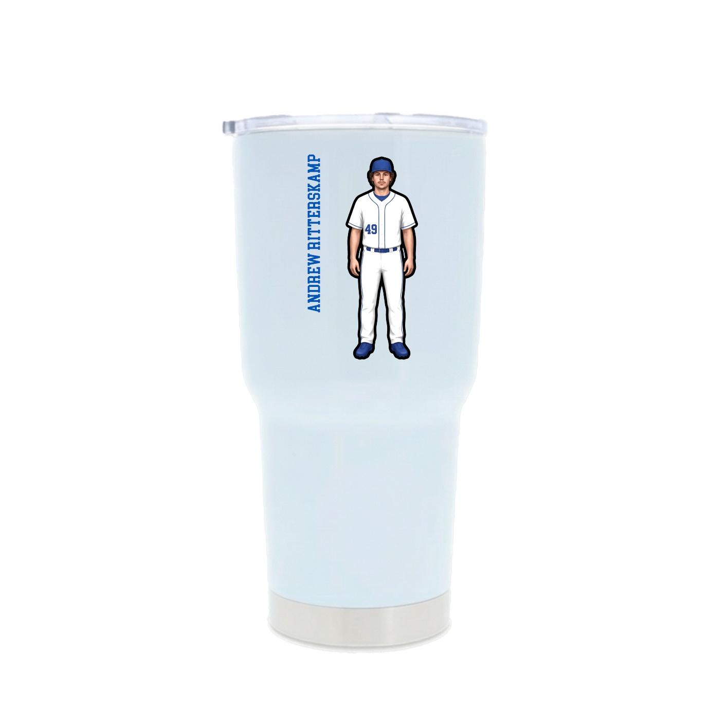 30oz Stainless Steel Tumbler — Name Vertical in White