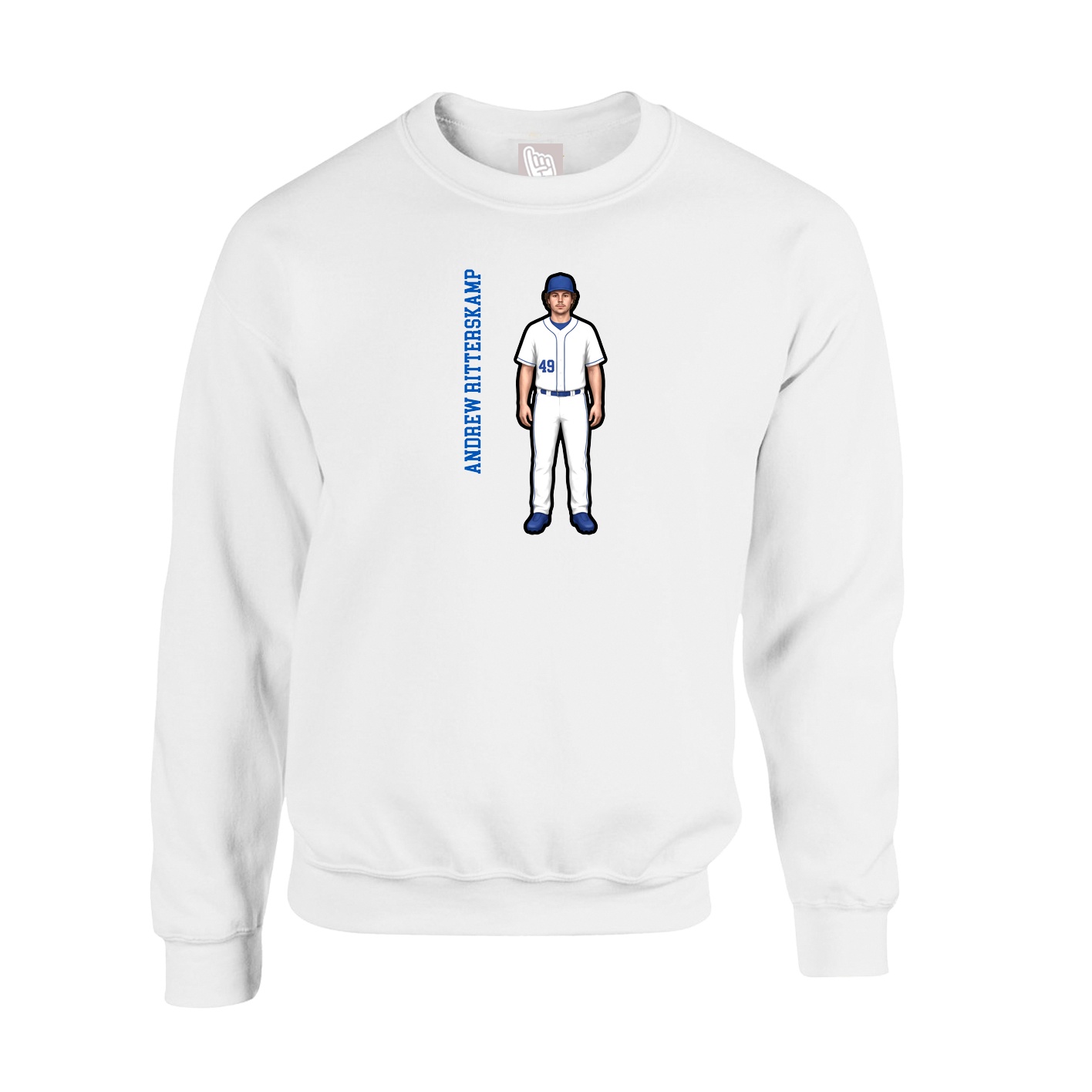 Fleece Crew — Name Vertical in White